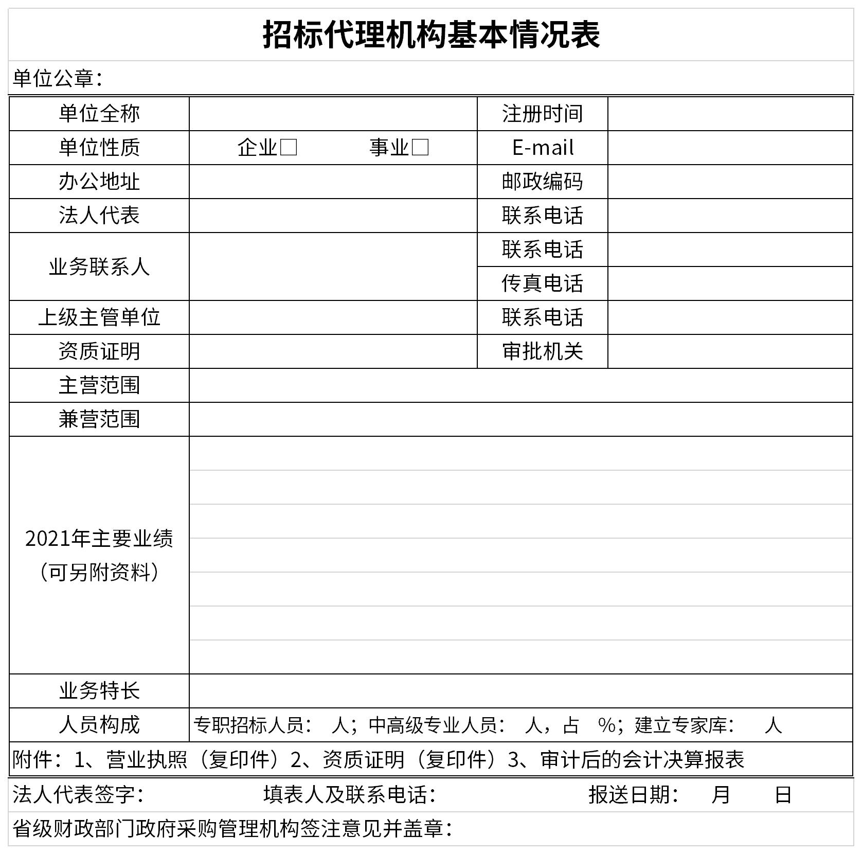 招标代理入库备案